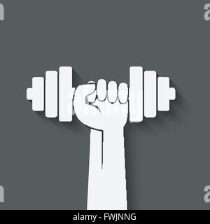 Hand mit der Hantel. Fitness-Symbol. Vektor-Illustration - Eps 10 Stock Vektor