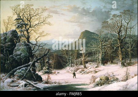 George Henry Durrie - Jäger im Winter Holz - Berkshire Museum Stockfoto