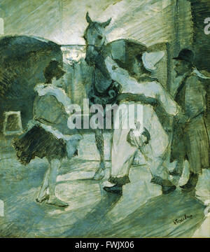 Henri de TOULOUSE-Lautrec-In the Wings in der Zirkus - Bridgestone Museum of Art, Ishibashi Foundation Stockfoto