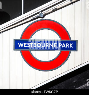 London Underground Zeichen Rondelle Westbourne Park Stockfoto