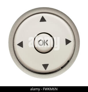 Großer runder Pfeil-Taste auf der Fernbedienung-Auswahl Isolated on White Background. Stockfoto
