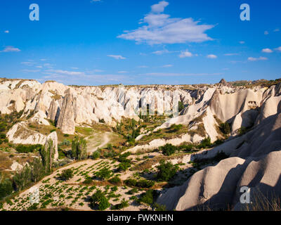 Blick über die fantastische Landschaft von Rosental (Güllüdere) in der Nähe von Göreme, Kappadokien, Türkei Stockfoto