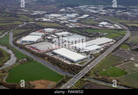 Luftaufnahme von Wakefield Europort Industrial Estate in Normanton, West Yorkshire, Großbritannien Stockfoto