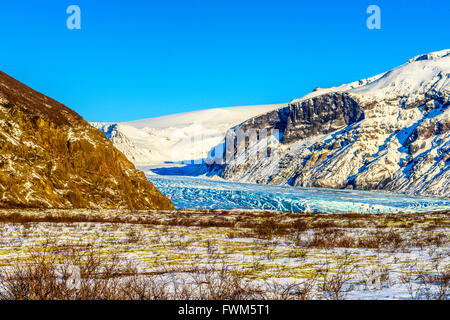 Aussicht auf dem Weg von Vik zum und vom Jokullsarlon - der Eisberg-Lagune Stockfoto