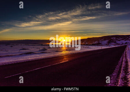 Aussicht auf dem Weg von Vik zum und vom Jokullsarlon - der Eisberg-Lagune Stockfoto