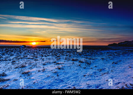 Aussicht auf dem Weg von Vik zum und vom Jokullsarlon - der Eisberg-Lagune Stockfoto