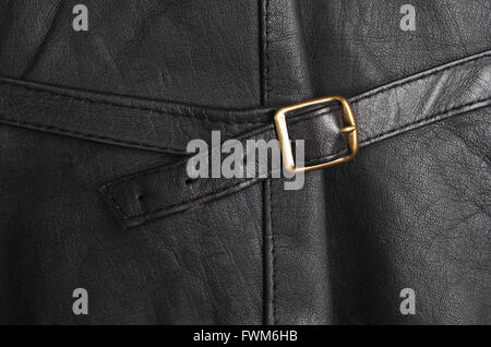 Detail der eine Schwarze Lederweste hautnah. Mode, Hintergründe und Texturen Stockfoto