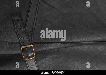 Detail der eine Schwarze Lederweste hautnah. Mode, Hintergründe und Texturen Stockfoto