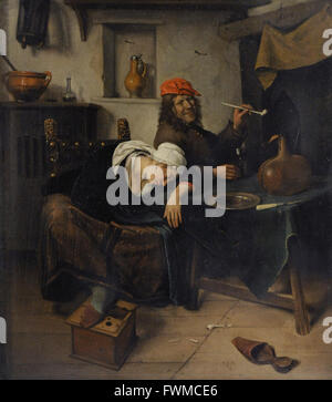 Jan Havickszoon Steen (1626-1679). Niederländischer Maler. Die Feiernden, 1660. Die Eremitage. Sankt Petersburg. Russland. Stockfoto