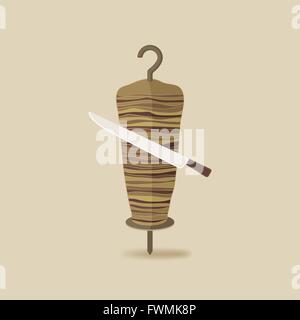 Döner mit Messer alte Hintergrund - Vektor-Illustration. EPS 10 Stock Vektor