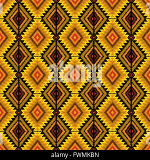 ethnische tribal nahtlose Muster in gelb und orange Farben mit aztekischen Motiven. Vektor-Illustration - Eps 8 Stock Vektor