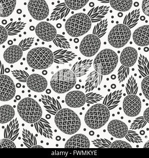 Ananas Südfrüchte monochrome Musterdesign - Vektor-Illustration. EPS 8 Stock Vektor