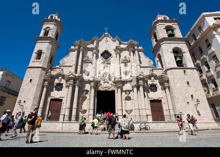 Horizontale Ansicht der Kathedrale von Havanna, Kuba. Stockfoto