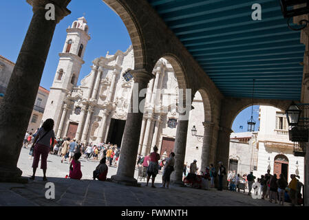 Horizontale Ansicht der Kathedrale von Havanna, Kuba. Stockfoto