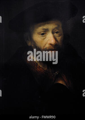 Rembrandt Harmenszoon van Rijn (1606-1669). Niederländischer Maler. Porträt eines bärtigen alten, 1643. Öl auf Holz. Die Eremitage. Sankt Petersburg. Russland. Stockfoto