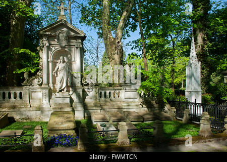 Köln, Lindenthal, Melaten-Friedhof, Gräber am Hauptweg Stockfoto