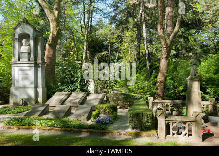 Köln, Lindenthal, Melaten-Friedhof, Gräber am Hauptweg Stockfoto