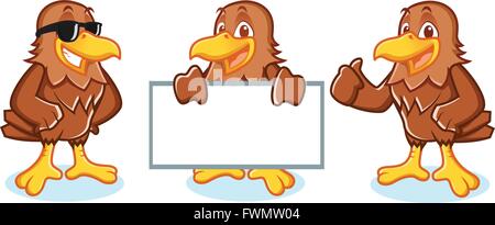 Hawk Maskottchen Vektor glücklich Stock Vektor