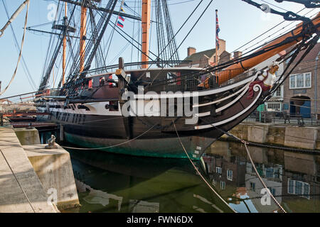 HMS Trincomalee, ist-Ära Fregatte auf dem Display in Hartlepool, Co Durham, gehört zu den weltweit wichtigsten historische Schiffe Stockfoto