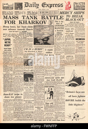 1941-Titelseite Daily Express Panzer Schlacht bei Kharkov Stockfoto