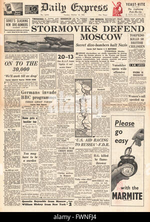 1941 Titelseite Daily Express russische Armee Widerstand wächst Stockfoto