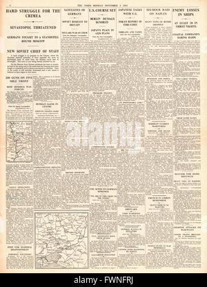 1941-Seite 4 kämpfen die Zeiten für Moskau und Krim, RAF Bombe Neapel und Deutsch Versand Stockfoto