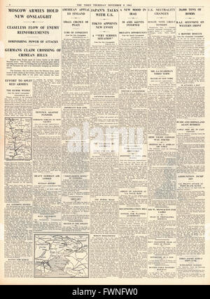 1941-Seite 4 Basen die Zeiten Schlacht um Moskau, Japan in diplomatische Gespräche mit den USA und RAF Bombe Deutsch in Westeuropa Stockfoto