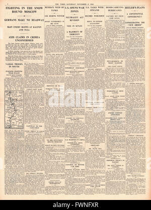 1941 Seite 4 Stimmen die Zeiten Schlacht um Moskau und Krim und US-Senat Ende Neutralität Act Stockfoto