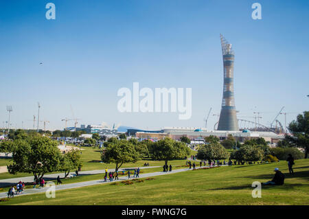 Der Aspire Park Sportstadt in Doha, Katar, Nahost. Stockfoto