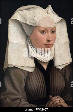 Rogier van der Weyden (1399-1464), Portrait einer Frau mit einem geflügelten Bonnet, ca. 1440/45. Stockfoto
