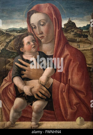 Giovanni Bellini (ca.1430-1516), Maria mit Kind stehend auf einer Brüstung, ca. 1460 die. Stockfoto