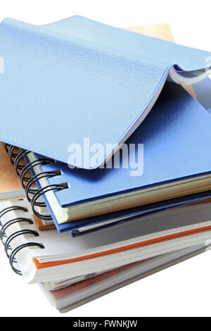 Bücherstapel blau Leder Stockfoto