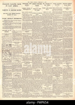 1941 s. 4 Mal, die britische Truppen in Eritrea und Barentu zu erfassen Stockfoto