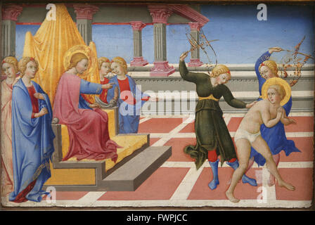 Sano di Pietro (1406-1481). Italienischer Maler, Sieneser Schule. Szenen aus dem Leben des Heiligen Hieronymus. 1444. Hieronymus Träume. Stockfoto