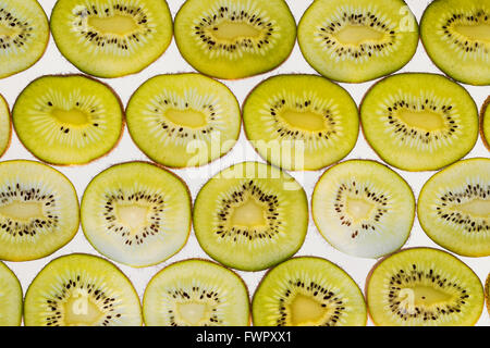 Frisches Obst Scheiben abstrakte Musterdesign Hintergrund, grün k Stockfoto