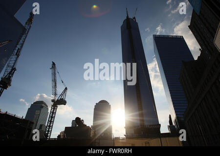 One World Trade Center im Bau in New York City, NY., am 7. Juli 2013. Stockfoto