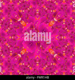 Digitale Collage-Technik stilisierte Blumenmuster geometrische nahtlose Design in lebhaft rosa und orange-Tönen. Stockfoto
