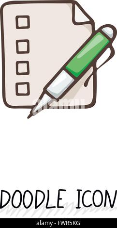 Doodle-Papier-Dokument-Symbol. Piktogramm der Note. Einzigen Piktogramm. Stock Vektor