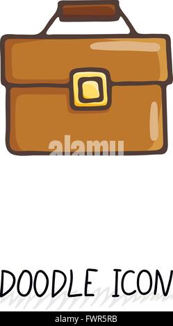 Business Koffer-Symbol in einem Doodle-Stil. Stock Vektor