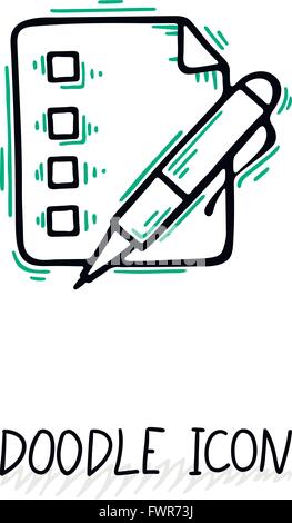 Doodle-Papier-Dokument-Symbol. Piktogramm der Note. Einzigen Piktogramm. Stock Vektor