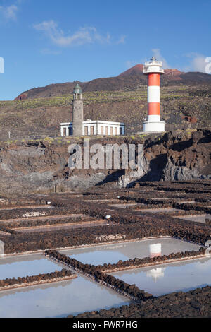 Saline Teneguia, Faro de Fuencaliente, Punta de Fuencaliente, La Palma, Kanarische Inseln, Spanien Stockfoto