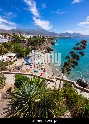 Strand Playa Calahonda, Nerja, Provinz Málaga, Costa Del Sol, Andalusien, Spanien Stockfoto