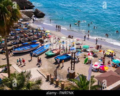 Strand Playa Calahonda, Nerja, Provinz Málaga, Costa Del Sol, Andalusien, Spanien Stockfoto