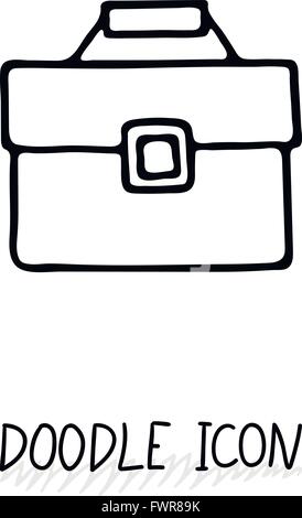 Business Koffer-Symbol in einem Doodle-Stil. Stock Vektor