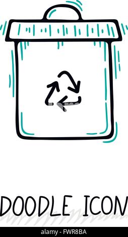 Doodle recycle bin icon. Trash can. Stock Vektor
