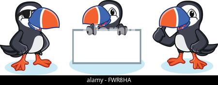 Papageitaucher Maskottchen Vektor glücklich Stock Vektor