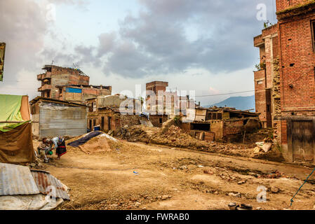 Erdbebenschäden in Kathmandu Stockfoto