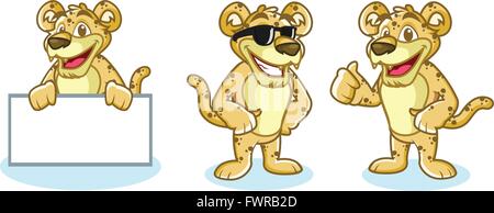 Jaguar-Maskottchen-Vektor glücklich Stock Vektor