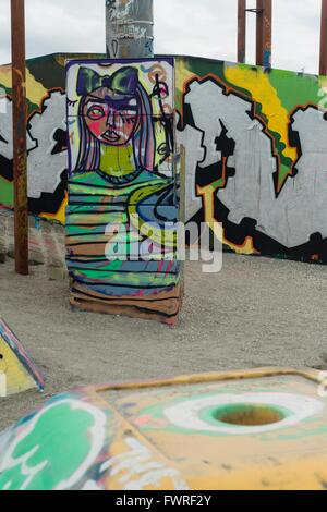 Geoparken Spielplatz in Stavanger, Norwegen. Bestandteil der Norwegischen Ölmuseum mit Recycling-material Stockfoto