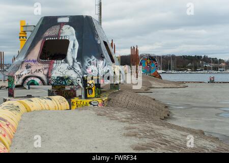 Geoparken Spielplatz in Stavanger, Norwegen. Bestandteil der Norwegischen Ölmuseum mit Recycling-material Stockfoto